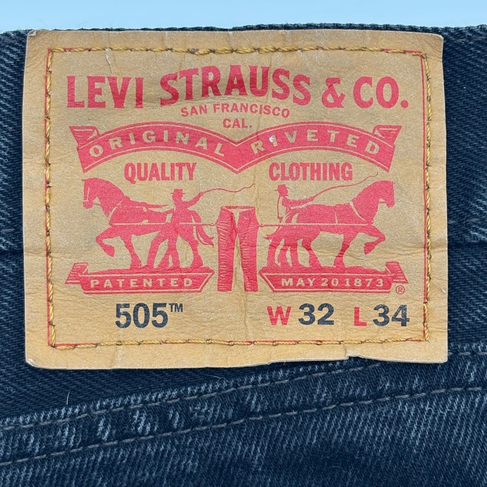Levi Strauss Co‎ 505 Mens Black Jeans W32 L34 Straight Fit Denim Pants - Picture 4 of 6